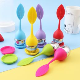 silicone tea infuser Leaf Silicone Infuser with Food Grade make tea bag Philtre creative Stainless Steel Tea Strainers DH2041