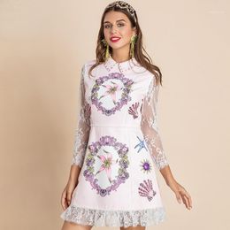 Descuento Elegantes Vestidos De Encaje Rosa Mujeres 2022 en venta en  DHgate.com
