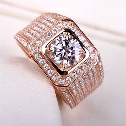luxurious moissanite ring Open 18K rose gold plated diamond ring wide group group set with stars silver rings for men