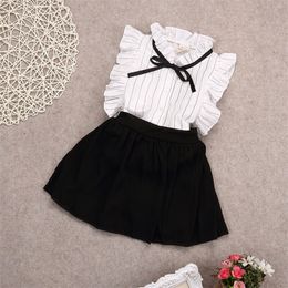 Cute Toddler Kids Baby Girls Summer Casual Fly Sleeve Tops Skirts 2pcs Outfits Sets Party Clothes For 2 7Years 220620