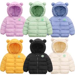 Autumn Winter Hooded Down Jackets For Kids Girl Boy Cartoom Outerwear Baby Boys Girls Jacket Warm Clothes 1-5T J220718