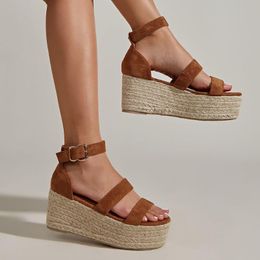 Sandali Espadrillas a punta aperta da donna Zeppe Summer Punk Casual Scarpe da spiaggia per il tempo libero Flatform WomanSandals