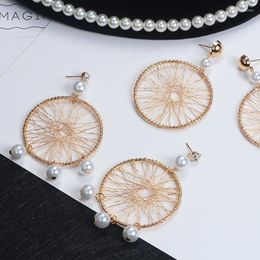 Dangle & Chandelier Bohemia Pearl Earrings Long Design Dream Catcher Drop For Women Fashion Ethnic Handmade Earring Charm JewelryDangle Odet