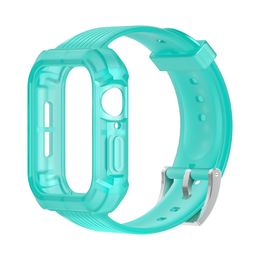 Conjoined Strap Watch Case For Apple Watch Bands 44mm 42mm 40mm 38mm Solid Colour TPU Silicone Wristband iWatch 6 5 4 3 SE Watchband Bracelet Accessories