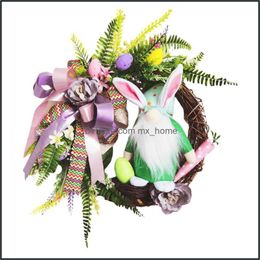 Party Decoration Gnome Easter Wreath For Front Door With Flowers And Eggs Ozdoby Wielkanocne Decorations Drop Delivery 2021 Event Supplies