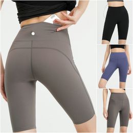 LU-YK03 Womens Yoga Outfit Running Trainer Slim Shorts Exercise Adult High Waist Short Pants Fitness Wear Girls Elastic Skinny Pants Sportswear Quick Dry