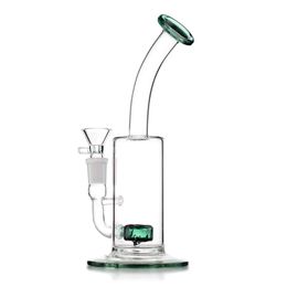 Lake Blue Elegance: 8.4-Inch Bent Neck Glass Bong with Swiss Percolator and 14mm Female Joint