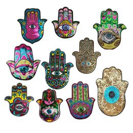 Sewing Notions Iron on or Sew on Sequin Colourful Hand Eyes Patch Embroidered Badge Motif Applique Clothing Jeans T Shirt 10 Colours