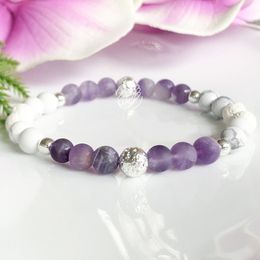 MG1514 Strand Purple Amethyst Diffuser Bracelets White Lava Stone Essential Oil Bracelet Anxiety Relief Gemstone Jewelry For Women