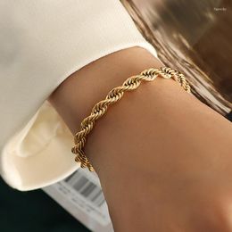 Link Chain Trendy Charm Flash Twisted Rope Bracelets For Women Lady Stainless Steel Wrist Jewellery Adjustable Bracelet Fawn22