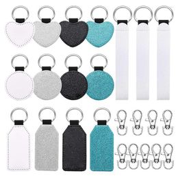 Keychains 21Pcs Sublimation Blanks Kits Blank Wristlet Lanyard Swivel Snap Hooks For DIY Tags Gifts Miri22