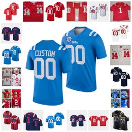 Custom Ole Miss Rebels Football Jersey 1 A. J. Brown 14 Bo Wallace 10 Jo rdan Ta'amu 74 Greg Little #9 Dawson Knox 12 Jake Gibbs 18 Archie Manning Stitched