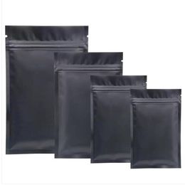 Matte Black Flat Aluminium Foil Zipper Lock Bag Resealable Zipper Sugar Salt Snack Nuts Tea Coffee Beans Nail Beauty Xmas Gifts Packaging Printing pouch package bags