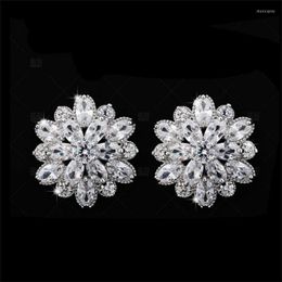 Stud Silver Needle Glittering Snowflake Shape Ladies Big Earrings Brincos Luxury Exquisite Crystal Bridal Wedding Jewelry GiftStud Moni22