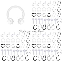 navel bell button rings body Jewellery piercing newdhbest beidien stainless steel acrylic transparent nose noodles 36pcs combination set puncture