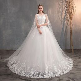 Other Wedding Dresses 2022 Chinese Dress With Long Cap Lace Gown Train Embroidery Princess Plus Szie Bridal