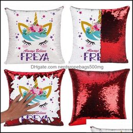 Pillow Case Bedding Supplies Home Textiles Garden Aa Sublimation Blank Sequin Cases Heat Tranfer Printing Cushion Er 40 X 40Cm Pillowcase