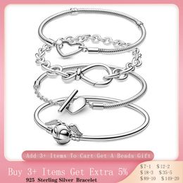 925 Sterling Silver Charms Snake Chain Bracelet For Beads Original Fit Pandora Bracelet Jewellery Making DIY Gift