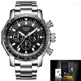 Wristwatches 2022 LIGE Fashion Mens Watches Business Quartz Watch Men Sport Waterproof Big Dial Male Relojes Hombre