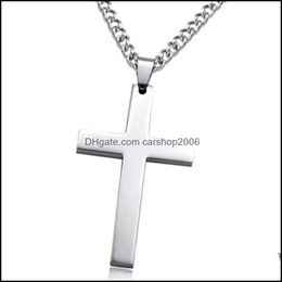 Pendant Necklaces Pendants Jewellery Stainless Steel Sier Gold Black Cross Chain For Men Women Religion Dkc