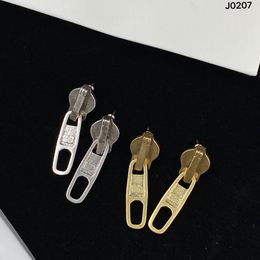 Creative Zipper Charm Earrings Designer Zip Double Letter Eardrops Embossed Stamp Pendant Studs With Gift Box