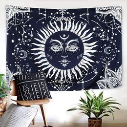 Black Sun God Apollo Boho Style Astrology Tapestry Ouija Magic Witchcraft Mysterious Psychic Divination Wandkleed Y200324