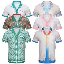 Men Casablanca Shirts Fashion Couple Printing Designer T-shirt Casual Slim Fit Short Sleeve Dress Shirt