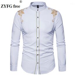 Men's Long Sleeved Shirt Arrivals Chinese Style Fashion Tops Male Embroidery Pattern Cotton Casual Clothes Shirts EU/US Size
