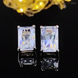 Stud Luxury Rectangle Silver Color Korean Earrings For Women Anniversary Gift Jewelry Bulk Sell E6499Stud Dale22