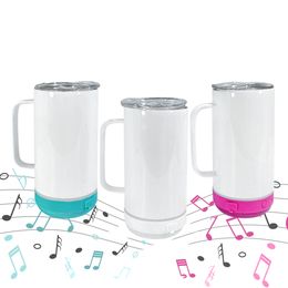 14oz Sublimation Bluetooth Tumbler Double Wall Stainless Steel Smart Wireless Speaker Music Tumblers with handle By Express