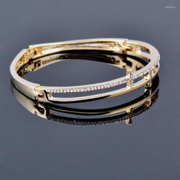 Bangle Fashion Hollow Cross Bracelets For Women Rose Gold Silver Colour Cubic Zirconia Wedding Accessories Jewellery 107 LK6Bangle Kent22