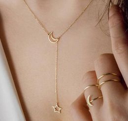 Pendant Choker Necklace Moon Star Gold Silver Colour Alloy Chain Collar Necklace For Women Party Jewellery