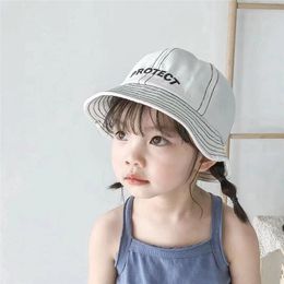 Hair Accessories Letter Cotton Unisex Bucket Hat For Children Solid Simple Kids Sun Outdoor Travel Cap Fishermen Hip Hop Panama CapHair