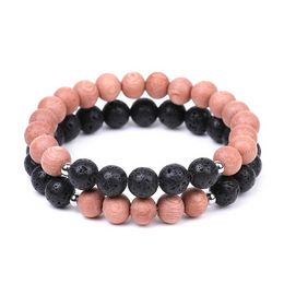 Oil Diffuse Natural Stone Bead Strands BraceletStainless Steel Bead Elastic Bracelets Wristband for Men Women Fashion Jewlery Gift