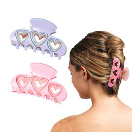 Korea Heart Shape Acetate Hair Claws Crab Large Hollow Claw Clips for Woman Girls Bath Barrette Ladiy Fashion Headdress