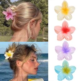 Gradient Acrylic Hair Claw Clip for Women Girls Sweet Flower Hair Claws Clips Shark Hairpin Barrettes Headwear Hair Accessories