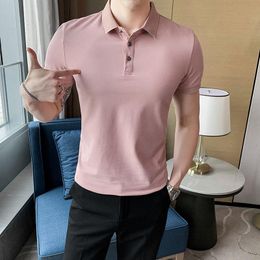 Men's Polos Camisa 2022 British Shirt Solid Colour Short Sleeve Men Casual Homme De Marque Haute Qualite Summer TopMen's Men'sMen's