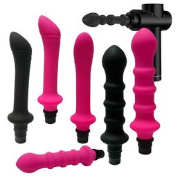 Automatic sexy Machine Attachements Fascia Gun Massage Head to silicone Dildo Toys for Men Women Vibrators Penis Masturbation