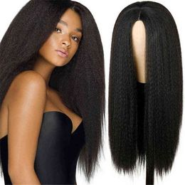 Wig women fashion Yaki straight chemical fiber headgear puffy explosive wig 220816