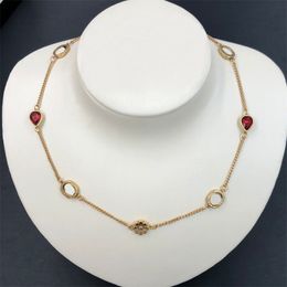 Red Rhinestones Necklaces Chains Simple Little Flower Necklace Personality Trendy Women Jewellery Necklaces