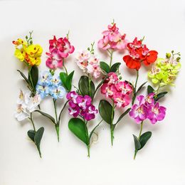Decorative Flowers & Wreaths 1 Pc Real Touch Mini Small Moth Orchid Artificial Flower Head For Party Decoration Home Potted Fake Plants