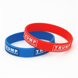 election Make America Great Again Silicone Wristband Red Blue Rubber Power Men Bracelet Fashion Jewellery Trump Support Band Gift SH177