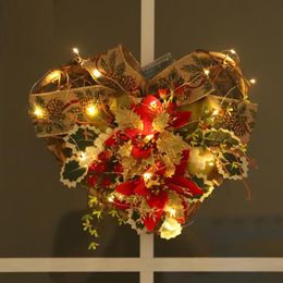 Decorative Flowers & Wreaths Christmas Wreath Heart Shaped Festival Garland Indoor Outdoor For Front Door Home DecorDecorative