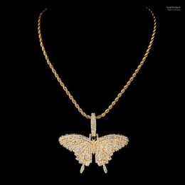 Pendant Necklaces Trendy Cute Zircon Butterfly Necklace For Women Gold Colour Twist Chain Hip Hop Gothic Jewlery Accessories Heal22