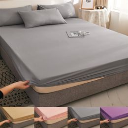 100% Cotton Fitted Bed Sheet Soft and Thick Mattress Cover Adjustable Linens Protector 140/160/180, Pillowcases Sold Separately 220514