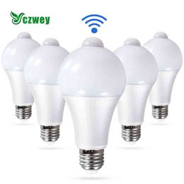 LED Bulb 9W 12W 15W 18W LED PIR Motion Sensor Bulb E27 Infrared Radiation Detector Sensor Corridor Bathroom Household Lamp H220428