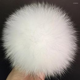 Beanie/Skull Caps Super Fluffy Big White Natural Fur Pompoms With Button DIY Real Balls Pom Poms For Knitted Hats Winter Beanies Oliv22