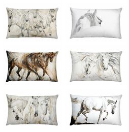 Cushion/Decorative Pillow Spirit-horse Black And White Art Painting Print Lumbar Pillowcase Flax Linen Cushion Decorative Home Decor Throw P