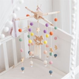 Baby Mobile Hanging Rattles Toys Wind-up Music Box Hanger DIY Crib Bed Bell Wood Toy Holder Arm Bracket 220428
