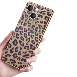 Luxury Electroplated Leopard Print Phone Cases For iPhone 13 11 12 Pro Max Fashion Back Cover With Lens Bumper Protection